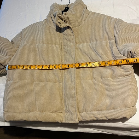 Cream Corduroy Puffer Jacket Drop Shoulder - Picture 14 of 15